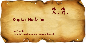Kupka Noémi névjegykártya